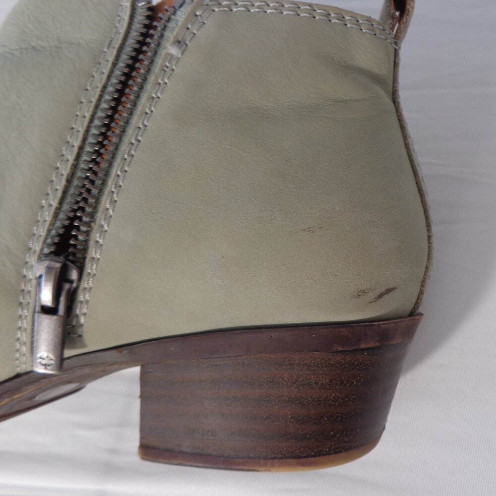 Lucky Brand Basel Leather Green Almond Toe Ankle Bootie Block Zipper Size 8.5M - Picture 9 of 10